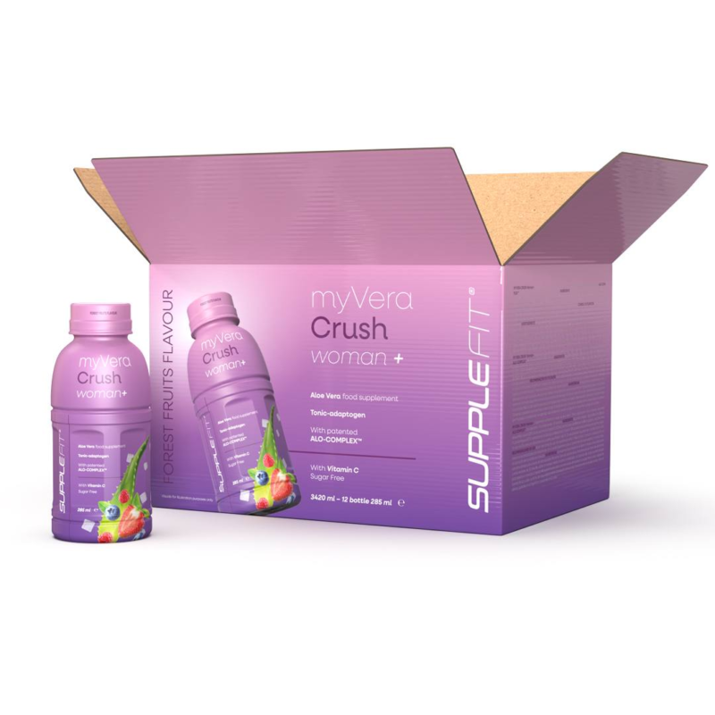 MYVERA CRUSH Woman + | Complément alimentaire en bouteille unidose de 285 ml (12 bouteilles)